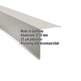 Lessenaarsdak nokafsluiting aluminium Zilver-Metallic met ingebedde gegevens over materiaal, dikte en coating