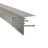 Lessenaarsdakafsluiting van aluminium in RAL9007, 0,70 mm, met ingebedde gegevens