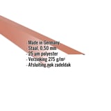 Nokvorst plat Koperbruin met ingebedde gegevens over materiaal, dikte en coating, infografiek
