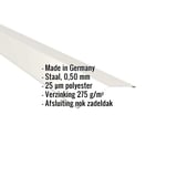 Nokstuk plat Zuiverwit (RAL 9010) van staal, 0,50 mm, met ingebedde specificaties