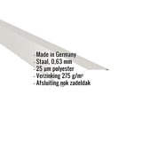 Nokstuk plat Grijswit (RAL 9002) met ingebouwde productgegevens over materiaal, dikte en coating