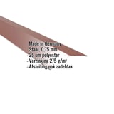 Nokvorst plat, 0,75 mm staal, RAL 8012 roodbruin, met ingebedde productdetails