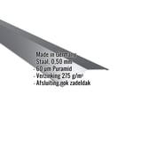 Nokstuk plat, Antracietgrijs, met ingebedde specificaties voor materiaal, dikte en coating