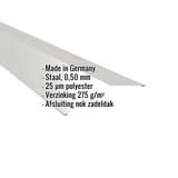Nokvorst vlak, lichtgrijs RAL 7035, met ingebedde productgegevens over materiaal en coating