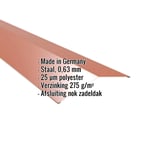 Nokvorst vlak Koperbruin, staal 0,63 mm, 25 µm polyester, met ingebedde productgegevens