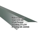 Nokvorst plat mosgroen, 0,50 mm staal, met ingebedde productgegevens over materiaal en coating