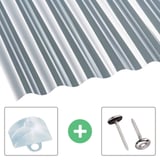 PET golfplaat 76/18, 1,10 mm, helder, met afstandhouders en plaatschroeven
