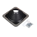 Doorvoermanchet van zwart EPDM met vierkante flens, inclusief tube kit en schroeven