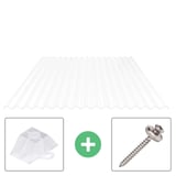 Polycarbonaat damwandplaat 76/18 opaal, 0,90 mm, met afstandhouder en schroef