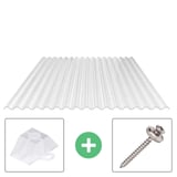 Helder polycarbonaat damwandplaat 76/18, 0,90 mm, met afstandhouders en schroeven