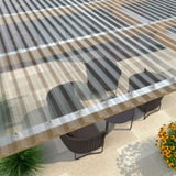 Plaatsing van heldere polycarbonaat damwandplaten 76/18 als terrasoverkapping, met bevestigingsschroeven