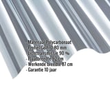 Polycarbonaat golfplaat | 177/51 | Profiel 5 | 0,80 mm | Helder | 2,50 m