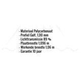 Polycarbonaat lichtplaat golf 177/51, 1,00 mm, helder, met ingebouwde productgegevens