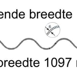 Technische tekening van de polycarbonaat lichtplaat met golfprofiel, plaatbreedte 1097mm, werkbreedte 1060mm