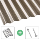Polycarbonaat golfplaat | 76/18 | Voordeelpakket | 2,60 mm | Brons | Honingraatstructuur | Breedte 3,99 m | Lengte 2,00 m