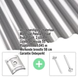 Polycarbonaat golfplaat | 76/18 | Voordeelpakket | 2,60 mm | grafiet | Honingraatstructuur | Breedte 3,99 m | Lengte 2,00 m