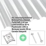 Polycarbonaat golfplaat | 76/18 | Voordeelpakket | 2,60 mm | Helder | Honingraatstructuur | Breedte 3,99 m | Lengte 2,00 m