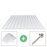 Polycarbonaat golfplaat 76/18, helder, 0,90 mm, met afstandhouder en RVS schroef