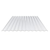 Heldere polycarbonaat golfplaat 76/18, 0,90 mm, vrijstaand op witte achtergrond