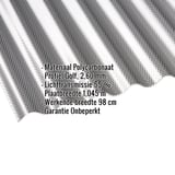 Polycarbonaat golfplaat 76/18, grafiet, met ingebedde productgegevens zoals materiaal en profiel