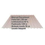 Polycarbonaat golfplaat 76/18, 2,80 mm, brons, met ingebouwde specificaties