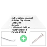 Polycarbonaat kanaalplaat 10 mm met ingebedde gegevens en accessoires
