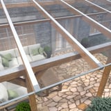 Geplaatste heldere polycarbonaat kanaalplaten 10 mm als terrasoverkapping