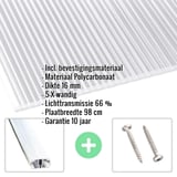Polycarbonaat kanaalplaat | 16 mm | Profiel A1 | Voordeelpakket | Plaatbreedte 98 cm | Helder | X-Structuur | Breedte 5,10 m | Lengte 2,00 m