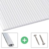 Polycarbonaat kanaalplaat | 16 mm | Profiel A1 | Voordeelpakket | Plaatbreedte 1,20 m | Opaal wit | X-Structuur | Breedte 11,11 m | Lengte 7,00 m