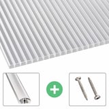 Polycarbonaat kanaalplaat | 16 mm | Profiel A4 | Voordeelpakket | Plaatbreedte 1,20 m | Helder | Blueline | Breedte 9,90 m | Lengte 2,00 m