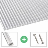 Polycarbonaat kanaalplaat | 16 mm | Profiel A4 | Voordeelpakket | Plaatbreedte 98 cm | Helder | Blueline | Breedte 7,12 m | Lengte 2,00 m