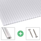 Polycarbonaat kanaalplaat | 16 mm | Profiel A4 | Voordeelpakket | Plaatbreedte 98 cm | Opaal wit | Blueline | Breedte 7,12 m | Lengte 2,00 m