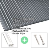 Polycarbonaat kanaalplaat | 16 mm | Profiel A4 | Voordeelpakket | Plaatbreedte 98 cm | Grafiet | X-Structuur | Breedte 7,12 m | Lengte 2,00 m