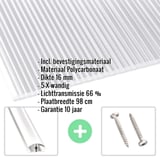 Polycarbonaat kanaalplaat | 16 mm | Profiel A4 | Voordeelpakket | Plaatbreedte 98 cm | X-Structuur | Breedte 4,09 m | Lengte 2,00 m