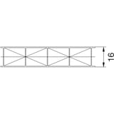 Technische tekening van 16 mm polycarbonaat lichtplaat met 5-wandige structuur