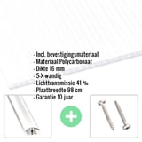 Polycarbonaat kanaalplaat | 16 mm | Profiel A4 | Voordeelpakket | Plaatbreedte 98 cm | Opaal wit | X-Structuur | Breedte 5,10 m | Lengte 2,00 m