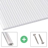 Polycarbonaat kanaalplaat | 16 mm | Profiel A4 | Voordeelpakket | Plaatbreedte 98 cm | Opaal wit | X-Structuur | Breedte 5,10 m | Lengte 2,00 m