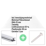 Polycarbonaat kanaalplaat | 16 mm | Profiel DUO | Voordeelpakket | Plaatbreedte 98 cm | Helder | Novalite | Breedte 3,09 m | Lengte 3,00 m
