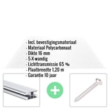 Polycarbonaat kanaalplaat | 16 mm | Profiel DUO | Voordeelpakket | Plaatbreedte 1,20 m | Helder | X-Structuur | Breedte 6,21 m | Lengte 2,00 m