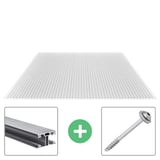 Helder polycarbonaat lichtplaat 16 mm, met aluminium profiel en schroef voor montage
