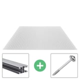 Polycarbonaat kanaalplaat 16 mm helder, met bevestigingsprofiel en schroef als voordeelpakket