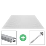 Polycarbonaat kanaalplaat | 16 mm | Profiel Mendig | Voordeelpakket | Plaatbreedte 98 cm | Helder | X-Structuur | Breedte 3,09 m | Lengte 2,50 m