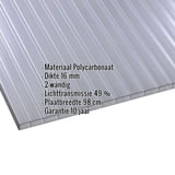 Polycarbonaat kanaalplaat 16 mm grafiet met ingebedde specificaties