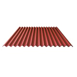 Polyester golfplaat terracotta 0,85 mm, bovenaanzicht van de golfstructuur