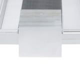 Remhoek van blank aluminium, frontaal gemonteerd op een 16 mm plaat