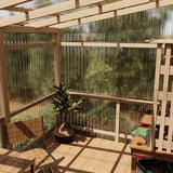 SALUX PVC damwandplaten 70/18, 1,30 mm, helder licht blauw getint, als wand en dak van een tuinhuis