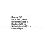 Infographic: PVC golfplaat 177/51, 1,40 mm, lichtblauw getint, met specificaties materiaal, profiel, lichttransmissie