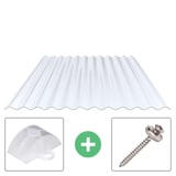 PVC golfplaat 76/18, 1,30 mm, helder, met afstandhouder en RVS schroef