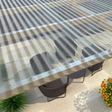 Gelegde PVC golfplaten 76/18 als terrasoverkapping, helder blauw getint, met bevestigingsschroeven