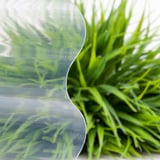 Detail van de transparante PVC golfplaat 95/35, 1,20 mm, met lichte blauwe tint en onscherpe achtergrond